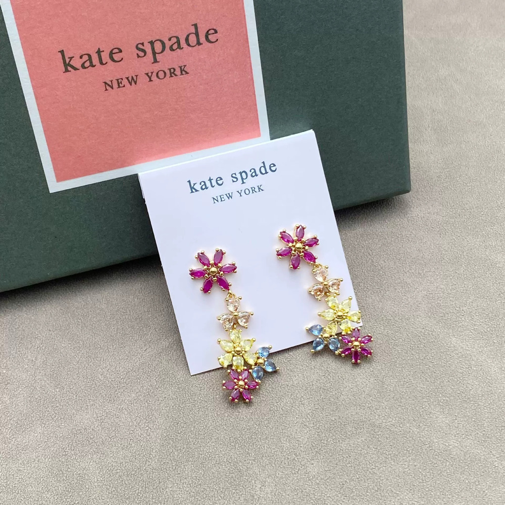 kate spade Light Colorful CZ Flower Metal Earrings